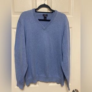 Brooks Brothers Men's Blue Supima Cotton Knit V-Neck Pullover Size XL